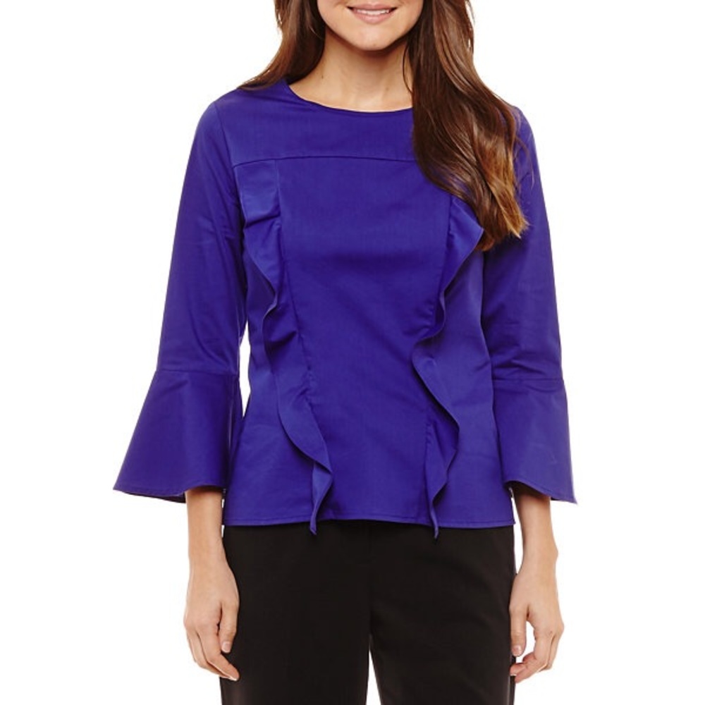 Blue Ruffle Blouse